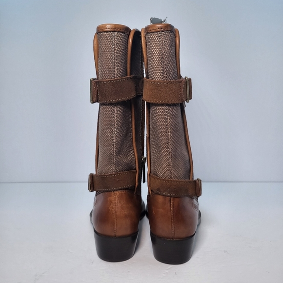 Harley Davidson Womens Size 6 Heatherton Biker Boots Black Leather/Canvas Zip - Picture 12 of 15